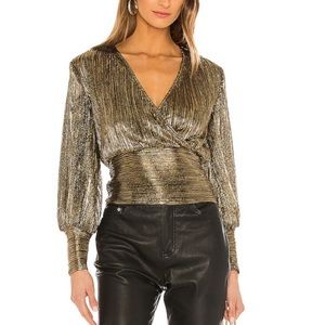 Bardot Trinity Pleat Blouse in Gold